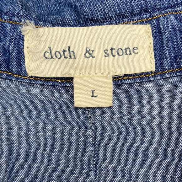 Cloth and Stone womens long sleeve roll cuff button up Chambray Tencel Sz L Blue - Picture 4 of 10
